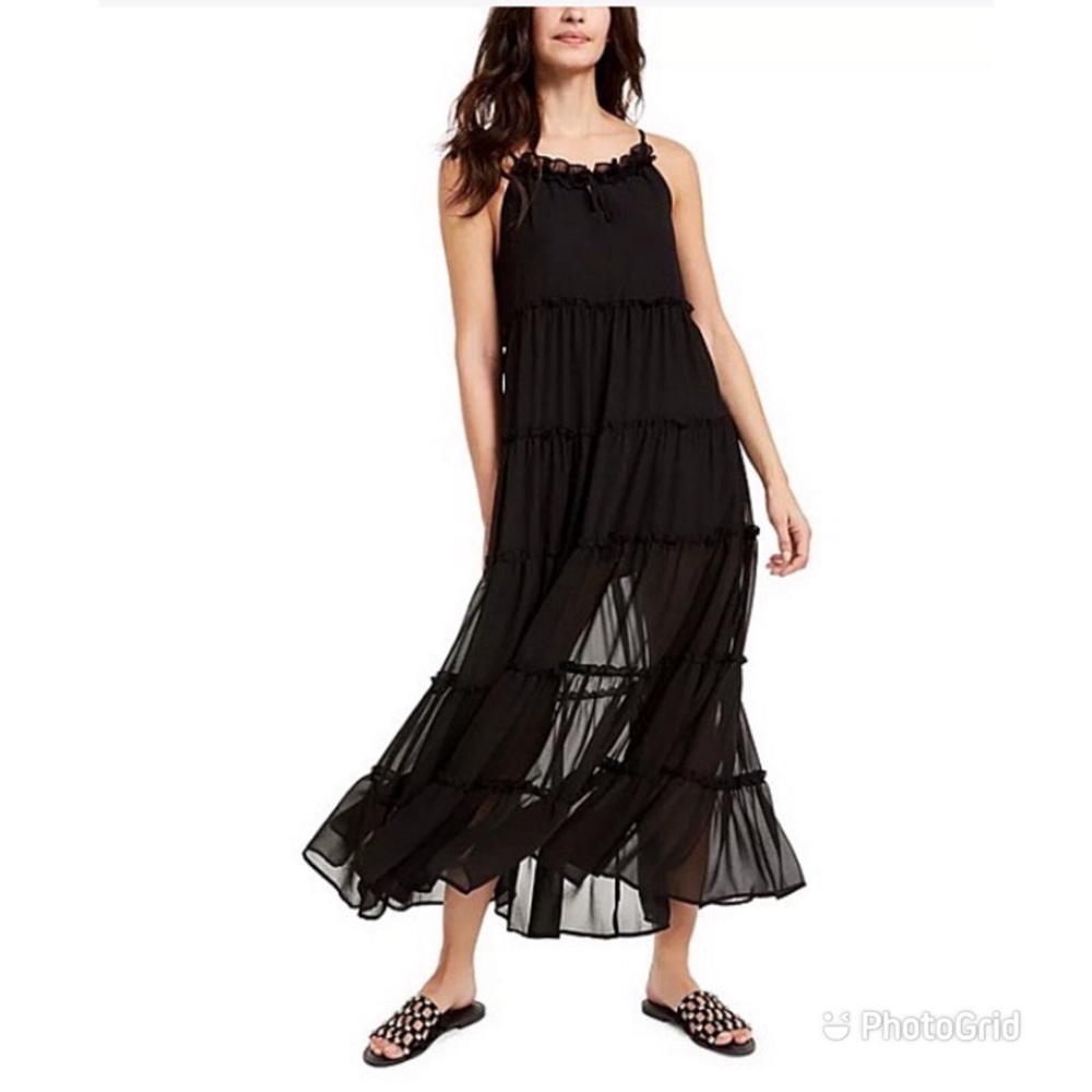 Charlie Holiday Black Ruffle Sleeveless Tiered Maxi Dress - NWOT